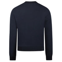 A navy long sleeve crew top with rib detail and a crew neckline in a super soft fabric.