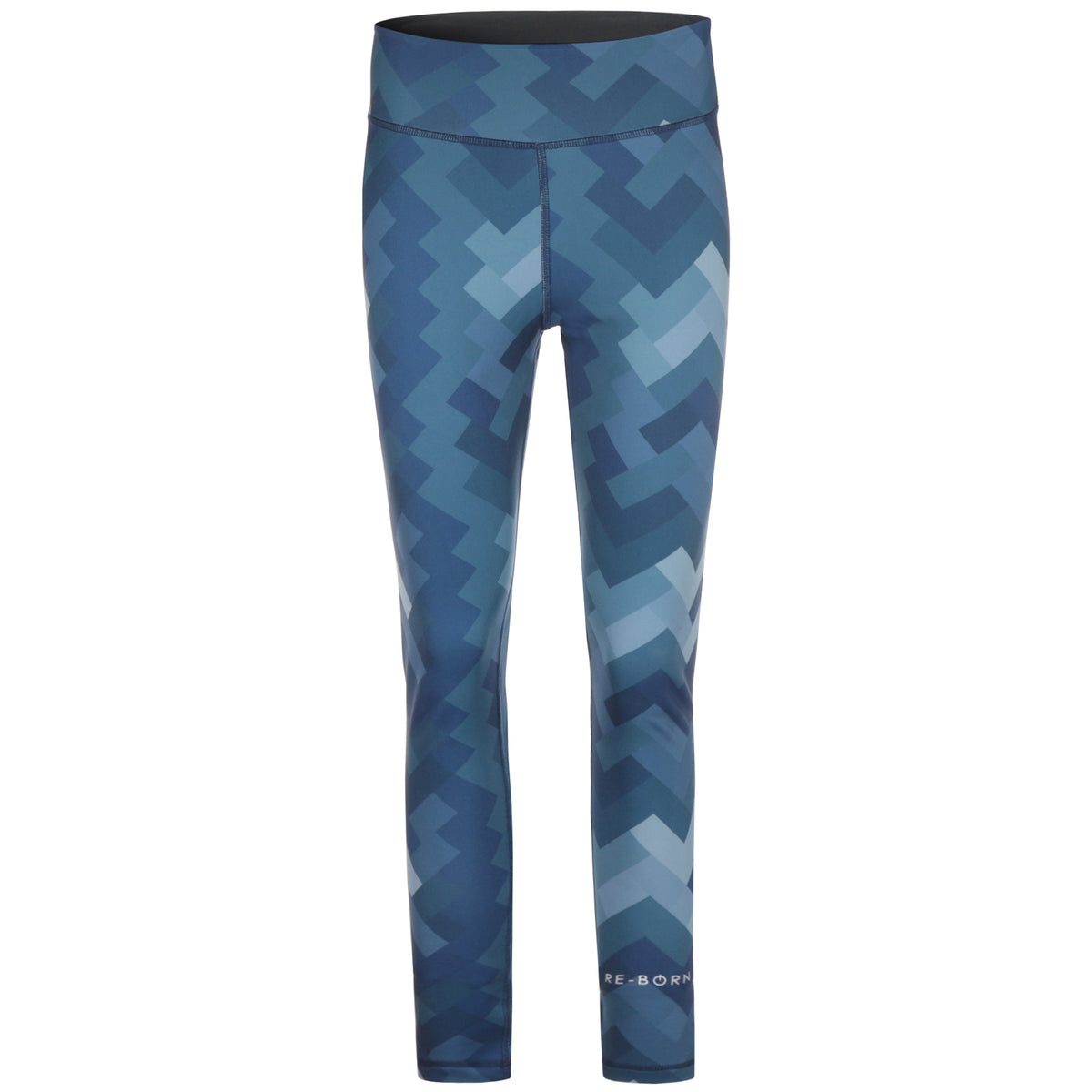Re-Born Sports Dames legging tight reversible printed camo blauw voorkant 